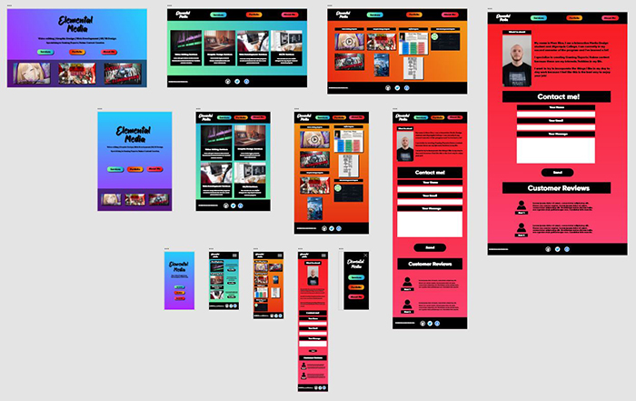 Hi-fi wireframes for a school assignment of mine