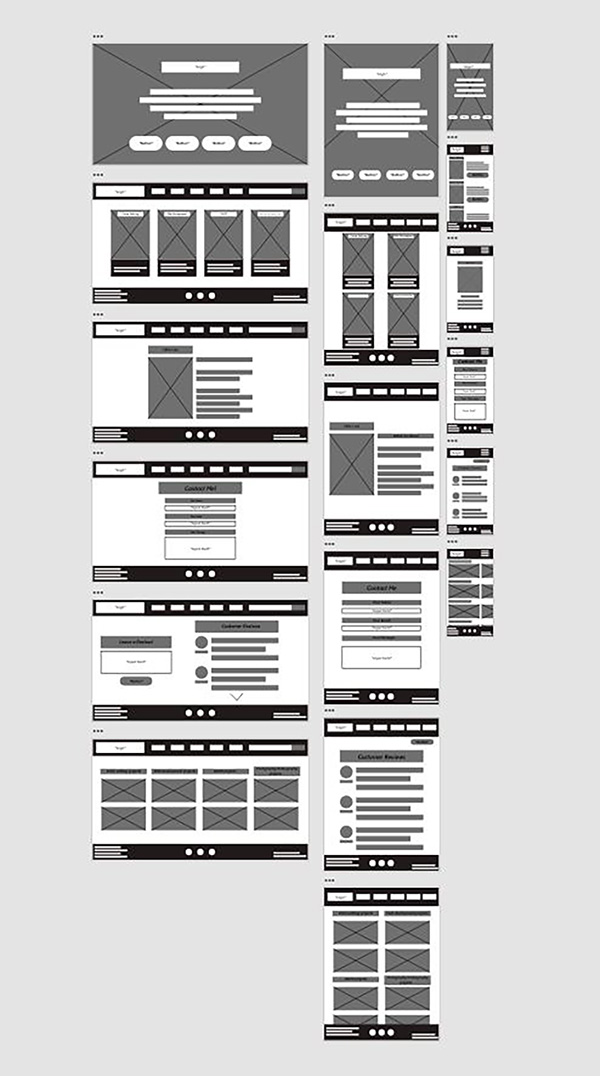 Lo-fi wireframes for a school assignment of mine